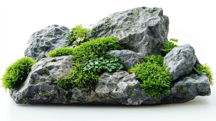 A rock covered in green moss, showing signs of growth and life in a natural environment