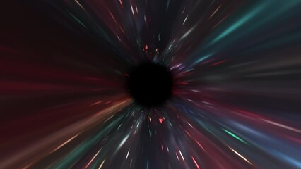 Warp Speed Tunnel. Warp through time and space at high speed. Thrilling 4K motion loop of a flight through a light space tunnel. Technology theme high speed tunnel, cosmic futuristic effect. 