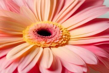Obraz premium Macro Close-up of Pink Gerbera Daisy, Vibrant Petals, Detailed Flower Center, Botanical Photography, High Resolution, Nature Image, Floral Beauty