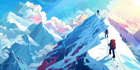 mountaineers climbing