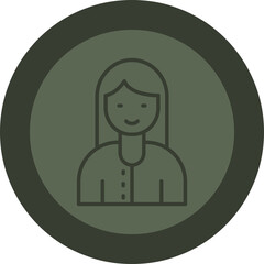 Woman Line Green Circle Icon