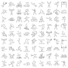Sports icon set. Shapes Sports, Sports icon collection, Active lifestyle people and icon set, runners active lifestyle icons.