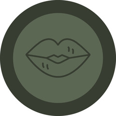 Lips Line Green Circle Icon