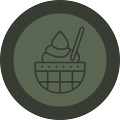 Ice Cream Line Green Circle Icon