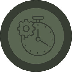 Time Management Line Green Circle Icon