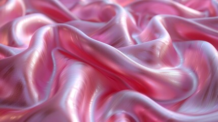 Fototapeta premium The photo shows opulent pink silk fabric, with soft folds and shiny texture, suitable for elegant backgrounds. High quality photo