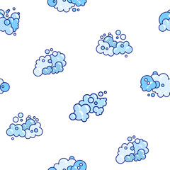 Foam made of soap or clouds. Seamless pattern. Bubbles of different shapes. Hand drawn style. Vector drawing. Design ornaments.