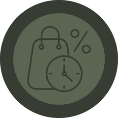 Limited Time Line Green Circle Icon