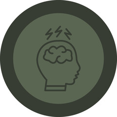 Migraine Line Green Circle Icon