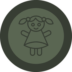 Doll Line Green Circle Icon