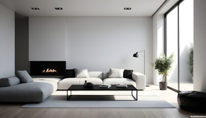 Photo interior modern design room 3D illustration