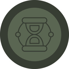 Sand Clock Line Green Circle Icon