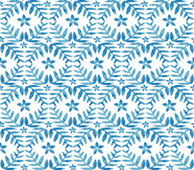seamless pattern with blue flowers