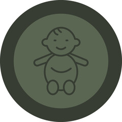 Baby Line Green Circle Icon