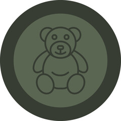 Bear Line Green Circle Icon