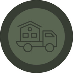 Moving Home Line Green Circle Icon