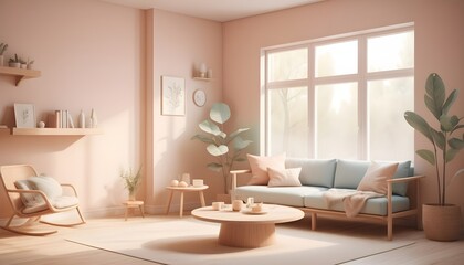 Photo interior modern design room 3D illustration