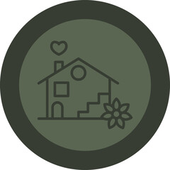 Sweet Home Line Green Circle Icon