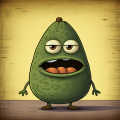 funny monster avocado