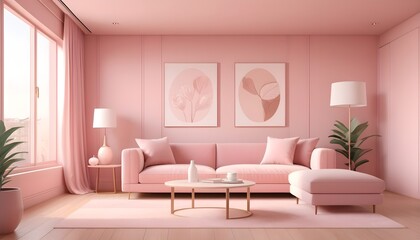 Fototapeta premium Photo interior modern design room 3D illustration