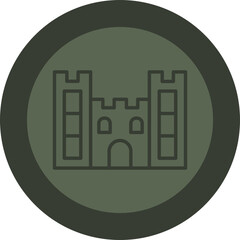Sand castle Line Green Circle Icon