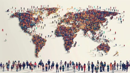 Global Diversity Map - People of Different Ethnicities Form World Map. World Population Day
