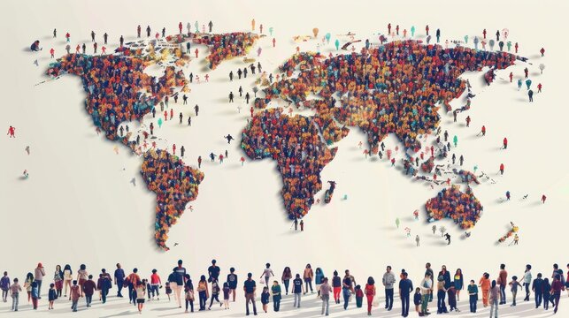 Global Diversity Map - People of Different Ethnicities Form World Map. World Population Day