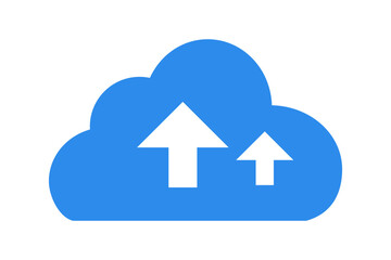 simple icon of upload button. Elegant flat design. upload. clouds