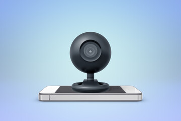 Surveillance camera on smartphone screen