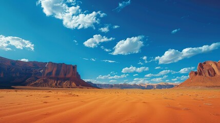 Captivating Desert Scene: Crimson Rocks beneath Azure Sky