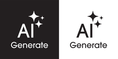 Generate AI icon. Artificial intelligence and Machine learning technology concept. AI enters by command prompt to generate ideas. Chat with AI. UI UX design, Vector illustration.