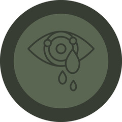 Crying Eyes Line Green Circle Icon