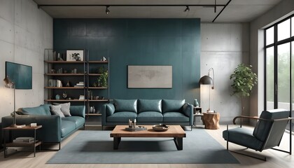 Photo interior modern design room 3D illustration