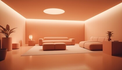 Photo interior modern design room 3D illustration