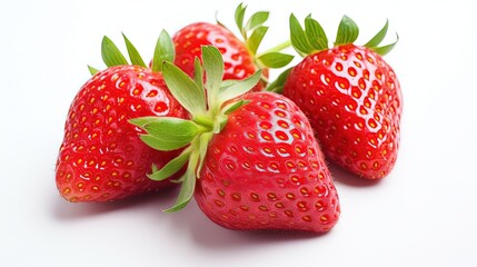 strawberry with leaves isolated on white background, generative ai