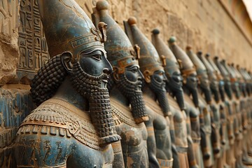 Fototapeta premium ancient warriors statue in a military setting showcasing statues of warriors that represent strength, honor, and military history in an ancient military environment