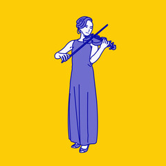 Illustration of female violinist - Monochromatic art