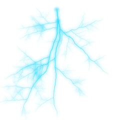 PNG blue lightning effect on transparent background. Realistic thunderstorm electric lightning effect with glowing and shining. High-Voltage Thunderstorm Strikes.
