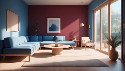 Photo interior modern design room 3D illustration