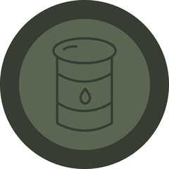 Oil Barrel Line Green Circle Icon