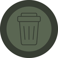 Trash Line Green Circle Icon