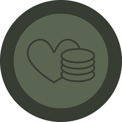 Donations Line Green Circle Icon