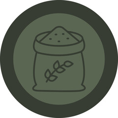 Wheat Sack Line Green Circle Icon