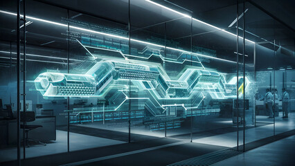 Business Logistics concept, Global business connection technology interface global partner connection of Container Cargo freight ship for Logistic Import Export background, Generated ai