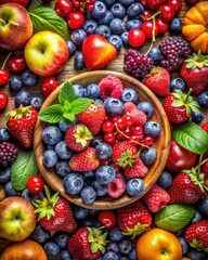 Obraz premium Colorful Fruit Platter with Berries and Citrus Slices