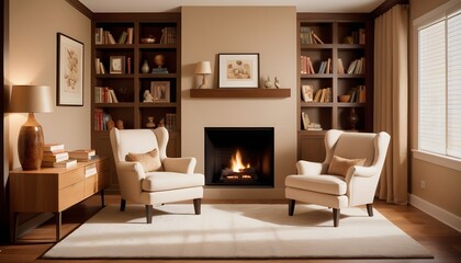 Photo interior modern design room 3D illustration