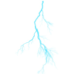High-Voltage Thunderstorm Strikes Lifelike Lightning Bolt Effects on Transparent Background - PNG blue lightning effect. Realistic thunderstorm electric lightning.