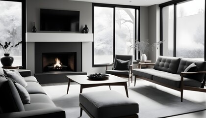 Photo interior modern design room 3D illustration