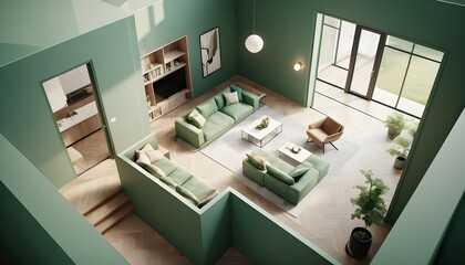 Photo interior modern design room 3D illustration
