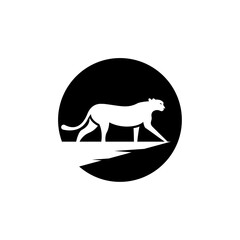 Leopard modern minimal negative space logo. Leopard vector, silhouette, illustration, icon, symbol editable design.